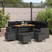 Set Divano da Giardino con cuscino 10 pcs Nero polyrattan 3363569
