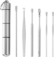 Rimuente Orecchio - Pulitore Orecchio - Materiale Inox - Maniglie Antiscivolo - Rotazione 360 Gradi - 6 Pezzi - Cucchiaio Orecchio