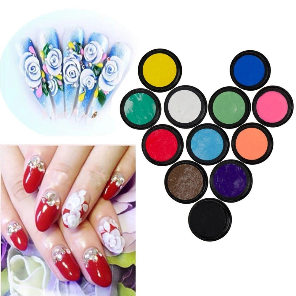 Trade Shop - Kit 12 Pezzi Colori Acrilici 3d Gel Micropittura Nail Art Ricostruzione Unghie -