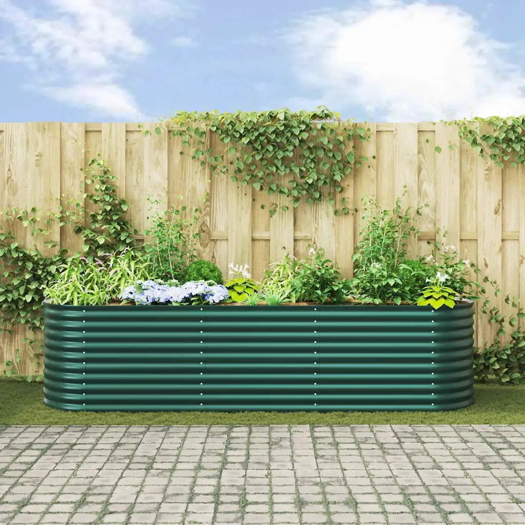 Fioriere | Cassetta per fiori | Letto Rialzato Verde 320 x 80 x 81 cm Acciaio