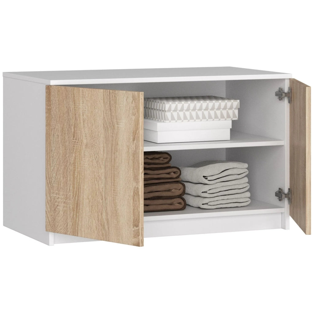 Sopralzo per armadio AKORD S90 Bianco 90 cm 2 ante inserto frontale Sonoma Quercia 90x51x55 cm