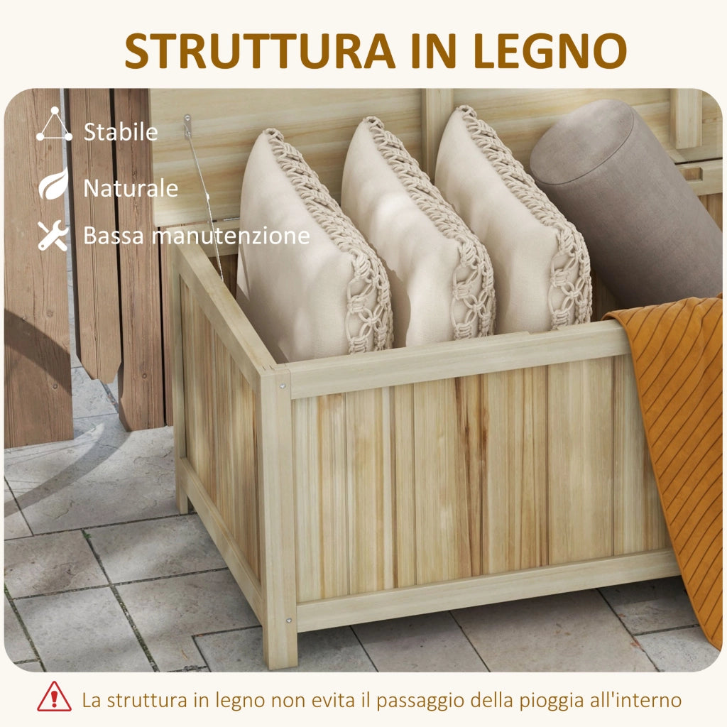 Panca Contenitore da Giardino in Legno ¨C Minimal ¨C 120x55x45cm Colore Legno