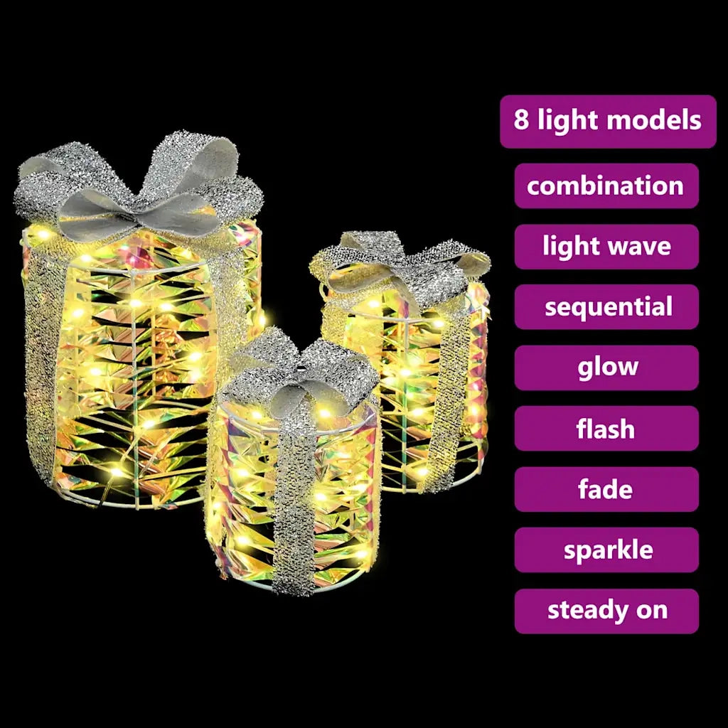Decorazione Scatola Regalo con 60 LED 3 pcs 20 x 20 x 20 cm PET 42019088