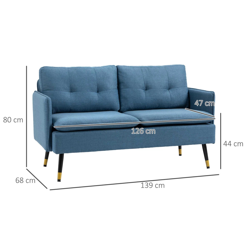 Divano 2 Posti in Tessuto Blu Scuro ¨C zephmum ¨C 139x68x80cm