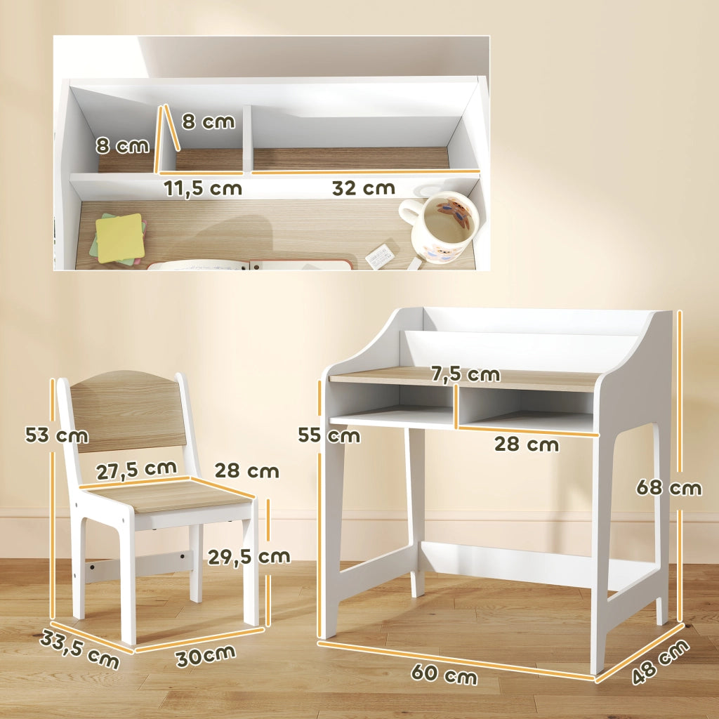 Scrivania per bambini con cassetti e scaffale ¨C zephmum ¨C Legno 90x50x75 cm