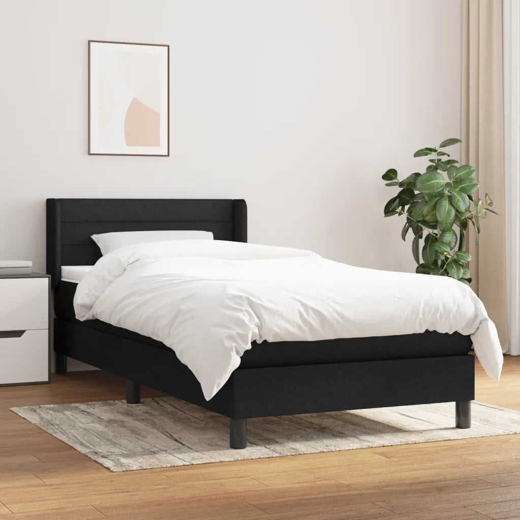 Giroletto a Molle con Materasso-Struttura Letto con Materasso Nero 90x200 cm in Tessuto 312749