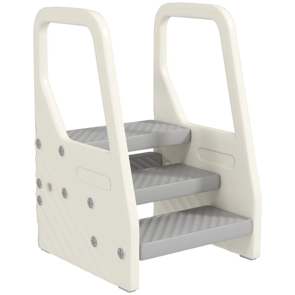 Sgabello scaletta bambini regolabile 2-3 gradini ¨C Xylo ¨C grigio plastica antiscivolo con maniglia