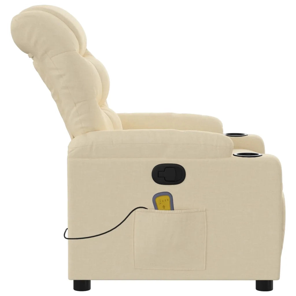 Poltrona reclinabile massaggiante in Tessuto Crema 3206919