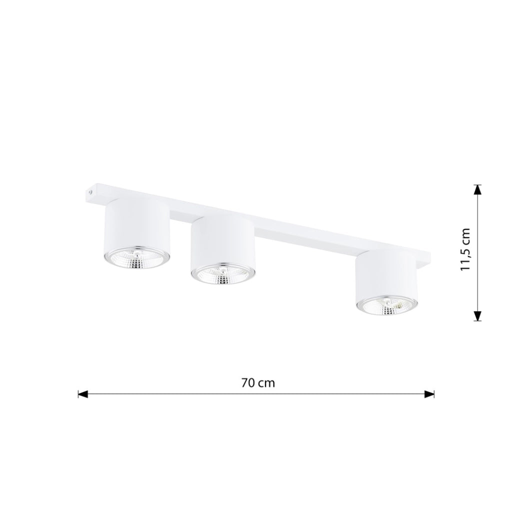 Barra spot bianca minimal 70cm 3xES111 15W Nano Emibig