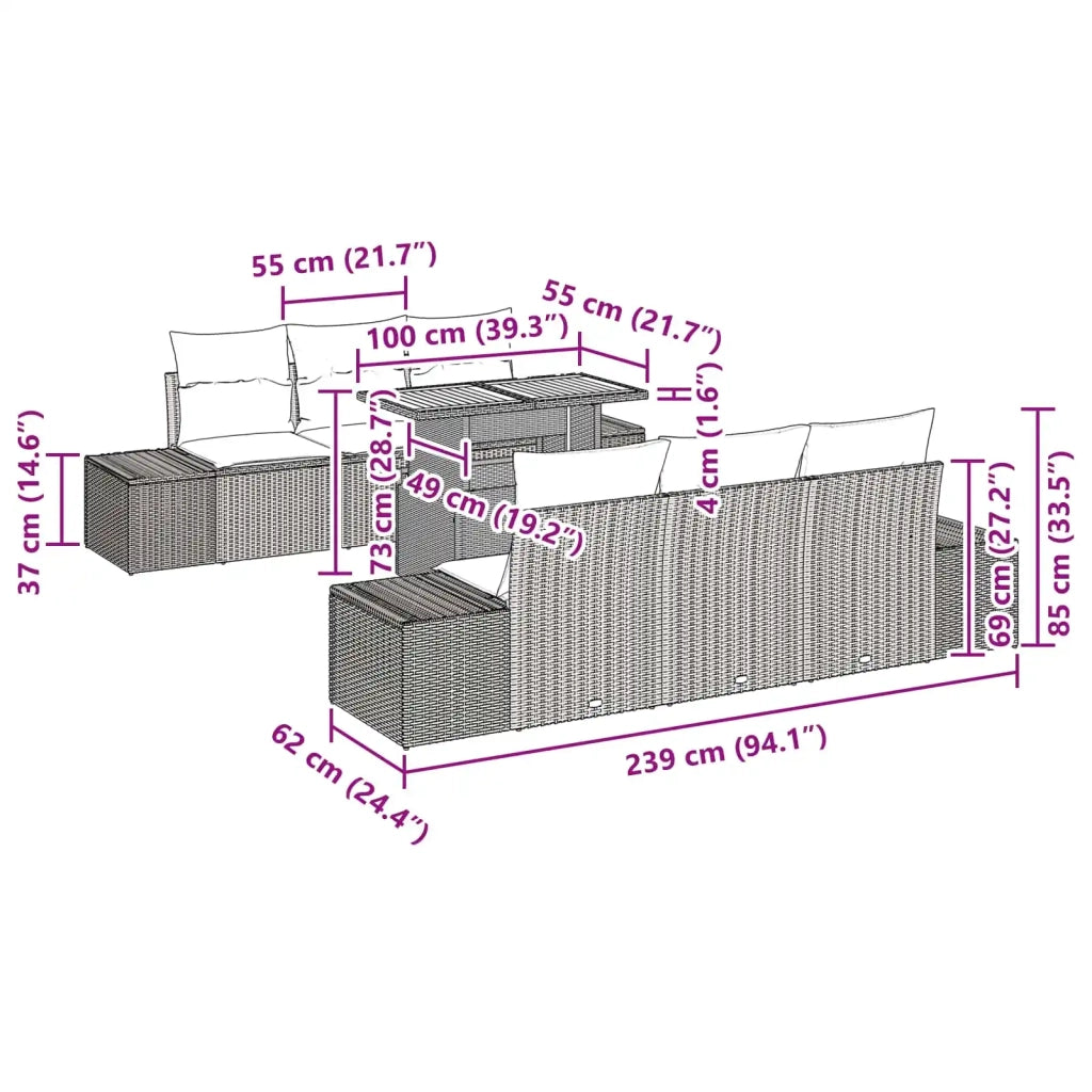Set da Pranzo per Giardino 7 pz 6-Numero di posti 3349913