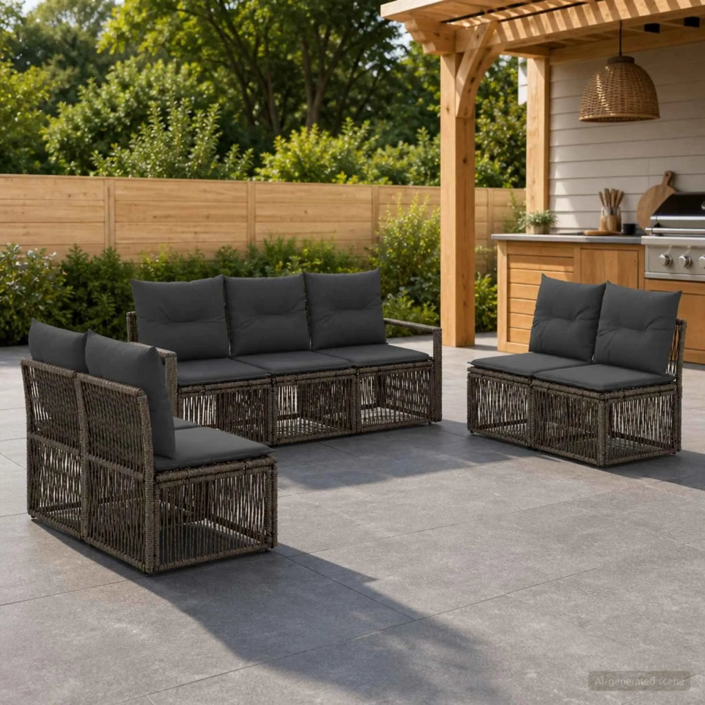 Set Divano da Giardino 7 pz Grigio polyrattan 3435680