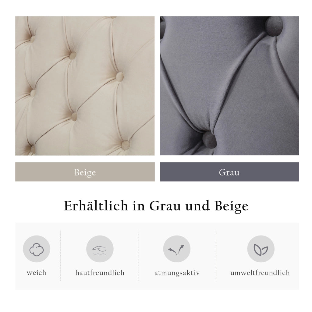 LETTO Contenitore Chesterfield 180x200 cm Velluto Grigio