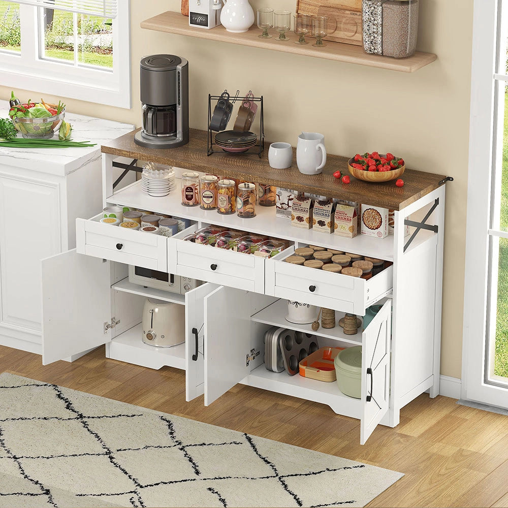 Buffet rustico - Xylo - 140cm 3cass porte bianco/marrone