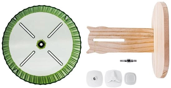 Girone per Hamster super stile 21 cm - Oefenwiel - Base in legno - Doppie ruote - Freno a gocce morbido - Riduce lesioni - Girone per esercizio