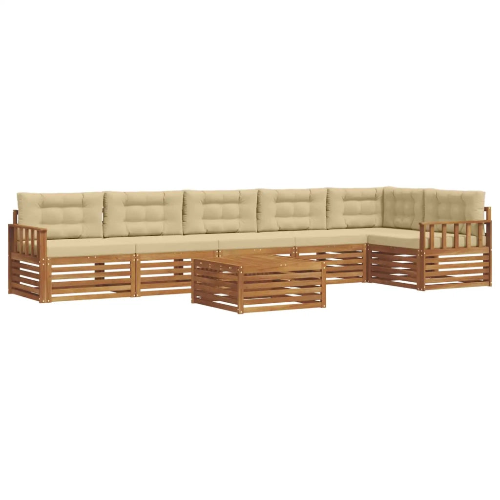 Set di divani da esterno con cuscino 7 pcs Naturale e Beige 3373573