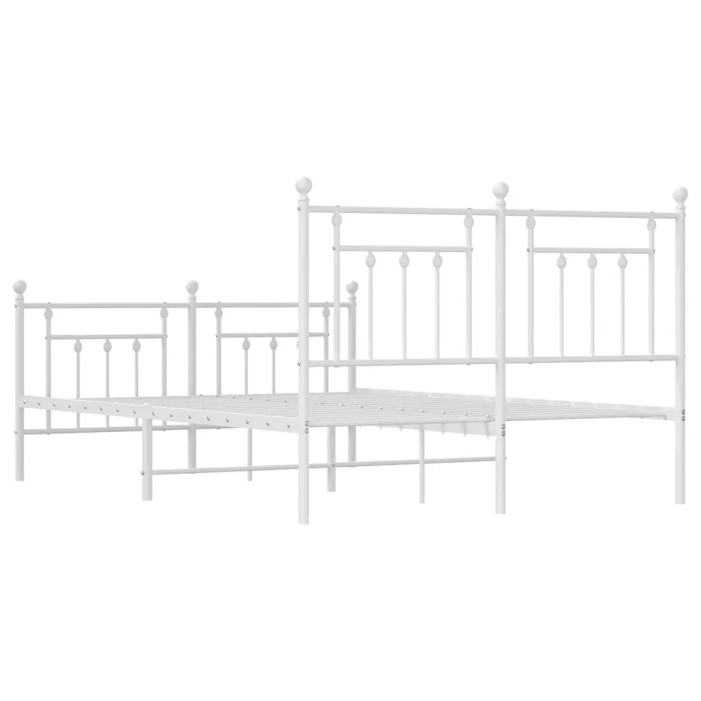 Letto matrimoniale | Letto per adulti | Giroletto con Testiera e Pediera Metallo Bianco 140x190 cm