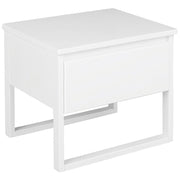 Comodino in legno di pino bianco 41 x 50 cm con un cassetto stile moderno