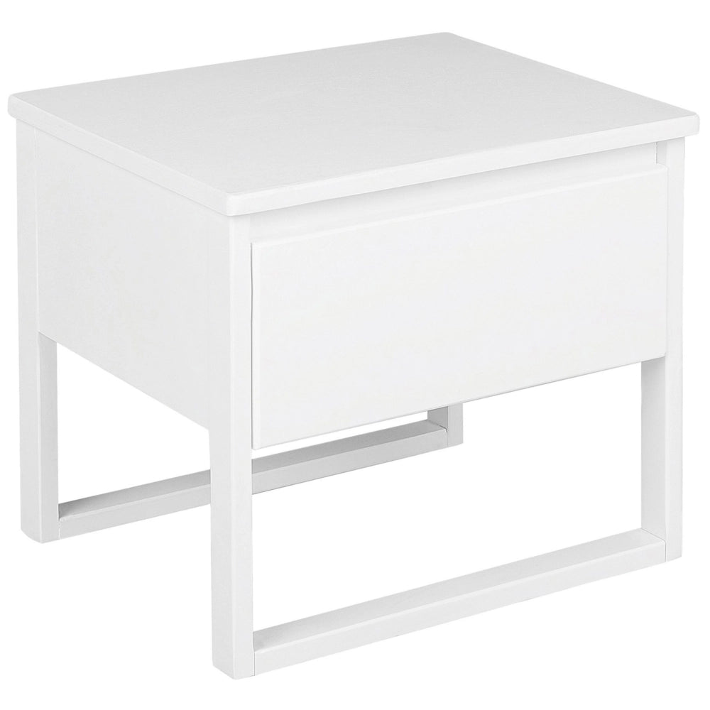 Comodino in legno di pino bianco 41 x 50 cm con un cassetto stile moderno