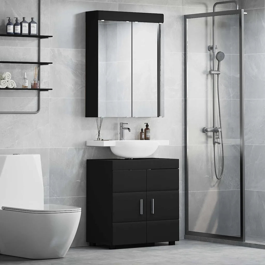 Set di mobili per il bagno TULUM 2 pcs Nero 60 x 34 x 63 cm 3398015