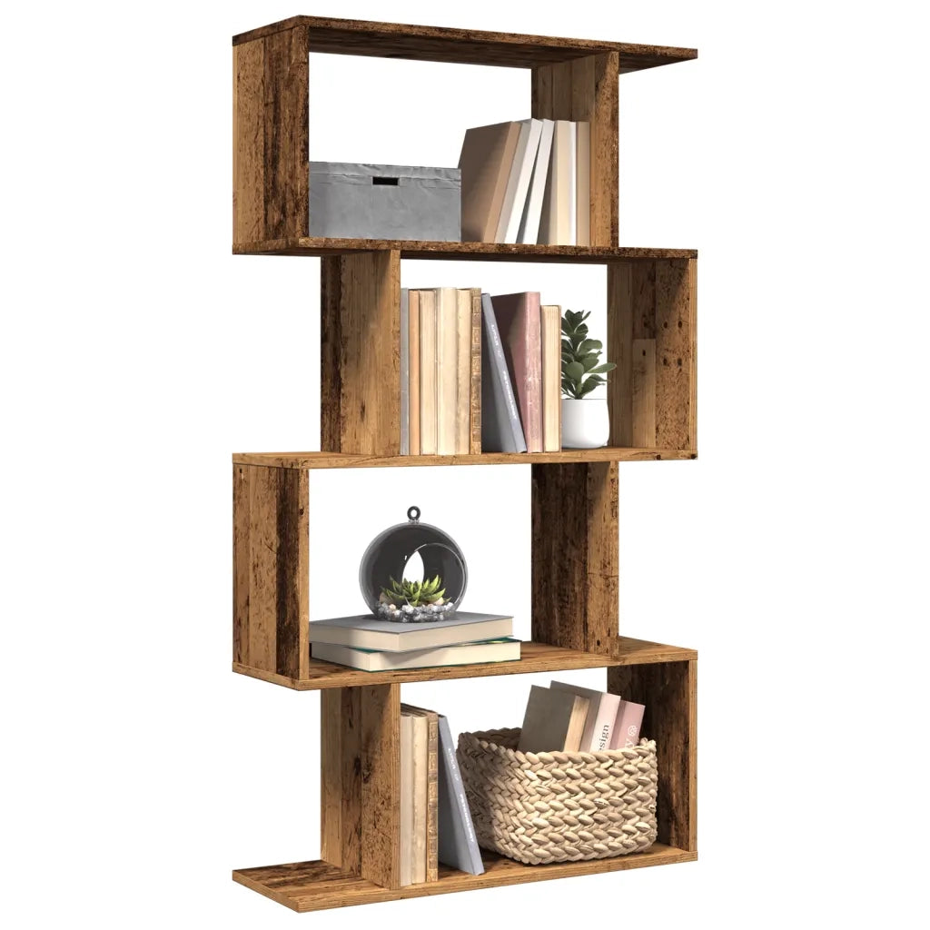 Libreria 4 Ripiani-Scaffale per Libri-Mobile di Stoccaggio Legno Vecchio 70x24x129 cm in Truciolato