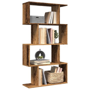 Libreria 4 Ripiani-Scaffale per Libri-Mobile di Stoccaggio Legno Vecchio 70x24x129 cm in Truciolato