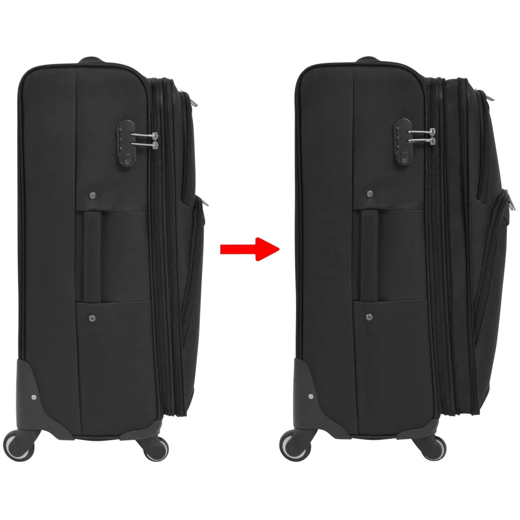 3 pz Set di Valigie Trolley Morbide Nere 91315