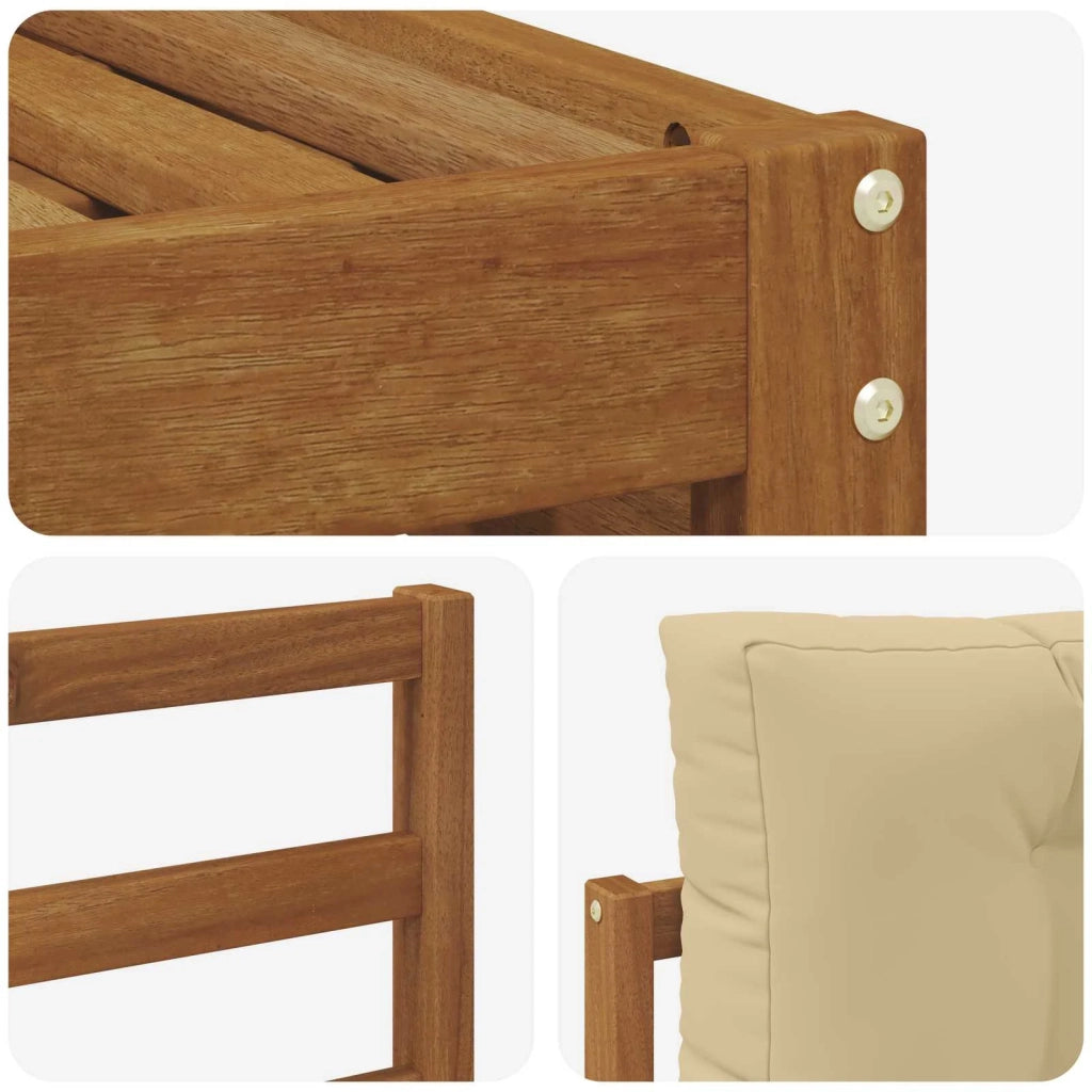 Set di divani da esterno con cuscino 5 pcs Naturale e Beige 3373283