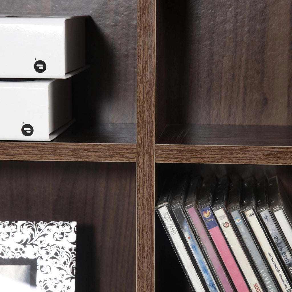EasyComfort Mobile Porta CD con Ripiani Regolabili, Scaffale Porta 1116CD/528DVD Salvaspazio in MDF, Mobile Libreria con 36 Scomparti, 102x23.5x195 cm, Marrone