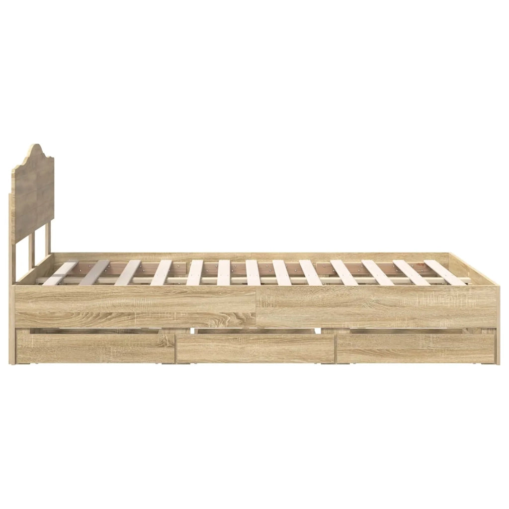 Struttura del letto con cassetto Rovere Sonoma 120 x 190 cm 3413028