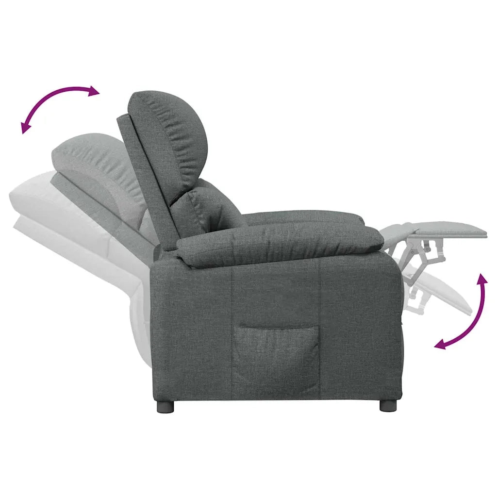 Divano Sedia-Poltrona Reclinabile in Tessuto Grigio Scuro 476015