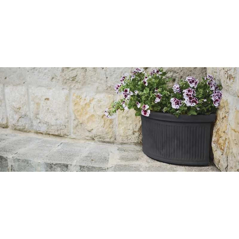 Vaso Fioriera angolare decorativa classica tradizionale 40x40 H34 in polimero resistente antracite per piante per giardini e terrazze - Made in Italy