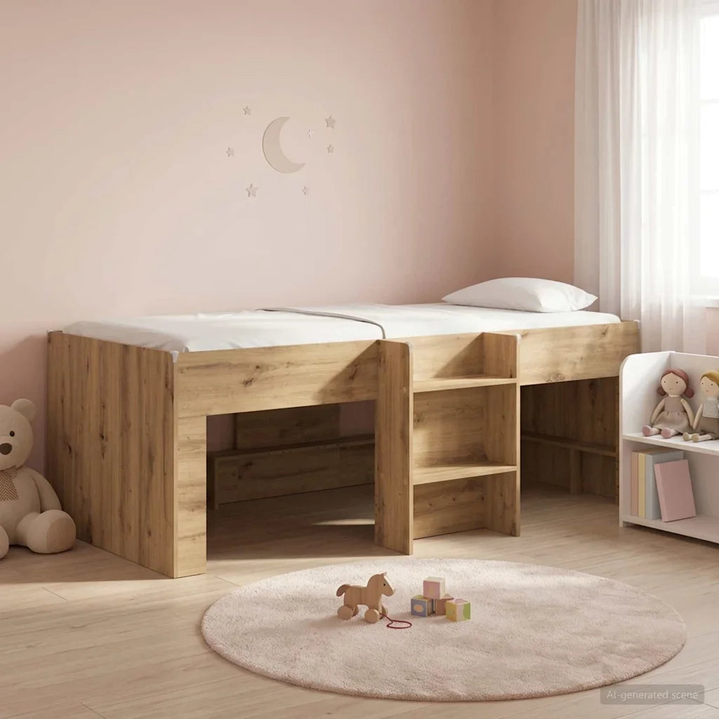 Letto Alto per Bambini | Letto Infantile | Lettino 2 pcs Rovere Artigianale