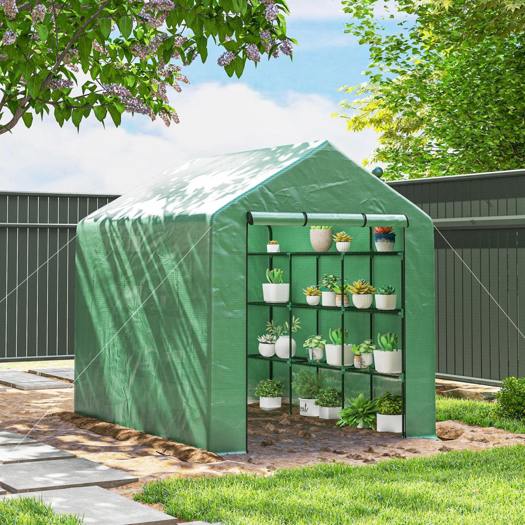 Serra da Giardino con Scaffali ¨C Zephmum ¨C Verde 244x180x210 cm