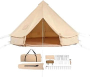 Tenda da Campeggio - Tenda Tipi - Tenda a Campana - Campeggio - Safari - Esterno - 2-4 Persone - 3x3m - Impermeabile - Inclusa Borsa di Ripristino