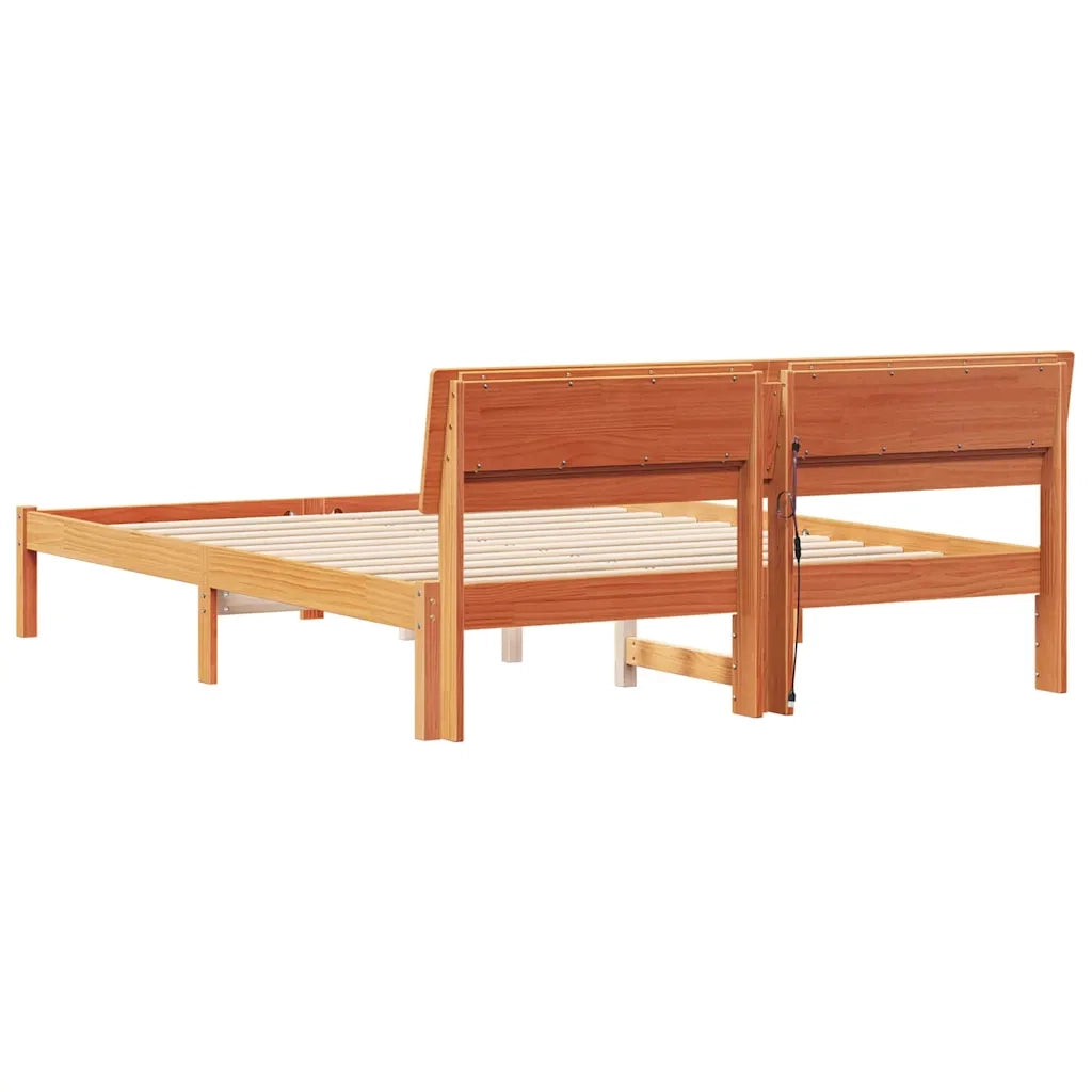 Letto matrimoniale | Letto per adulti | Struttura del letto Marrone cerato 160 x 200 cm Pino massello