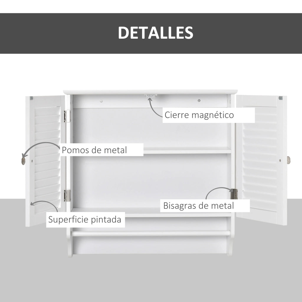 Armadietto da Bagno Sospeso con 2 Ante ¨C zephmum ¨C Bianco 60x23x60 cm
