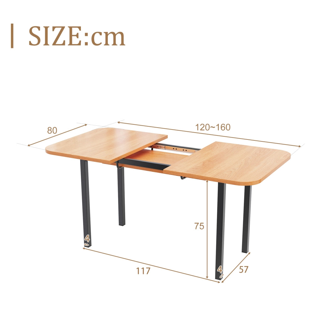 Tavolo da Pranzo Allungabile in Legno Naturale 120-160 cm ¨C Xylo ¨C Rettangolare, 4-6 Persone
