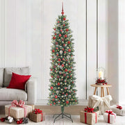 Albero di Natale Artificiale Sottile Verde e Bianco 210 cm 3395305