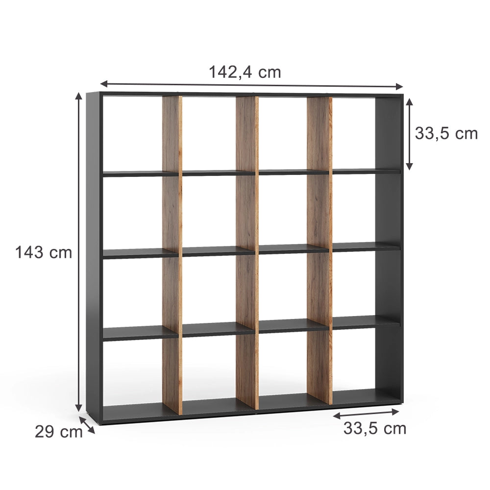 Vicco Scaffale Antracite/quercia dorata 138.5 x 142.5 cm