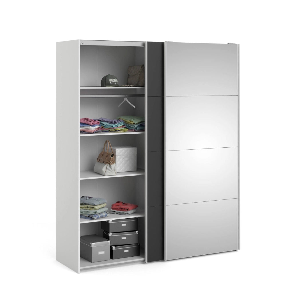 Guardaroba 2 ante Taxus, Mobile camera da letto, Cabina armadio portabiti, Armadio appendiabiti, 182x61 h220 cm, Bianco e Nero