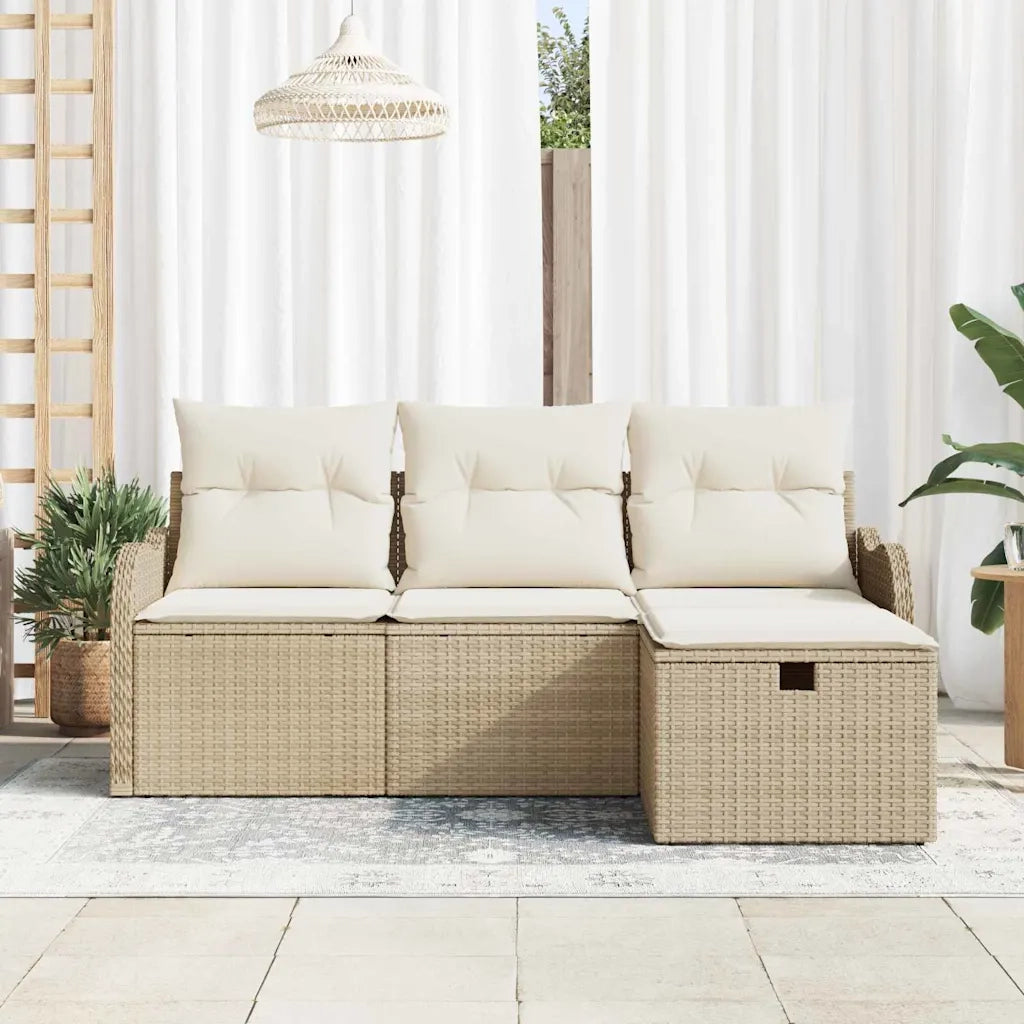 Set Divano da Giardino con cuscino 4 pcs Poly Rattan 3360282