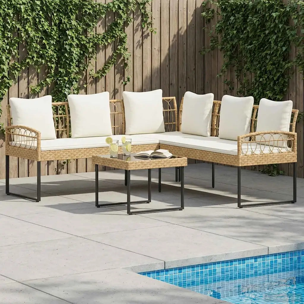 Set Divano da Giardino 2 pcs Naturale Rattan sintetico Acciaio 42026821