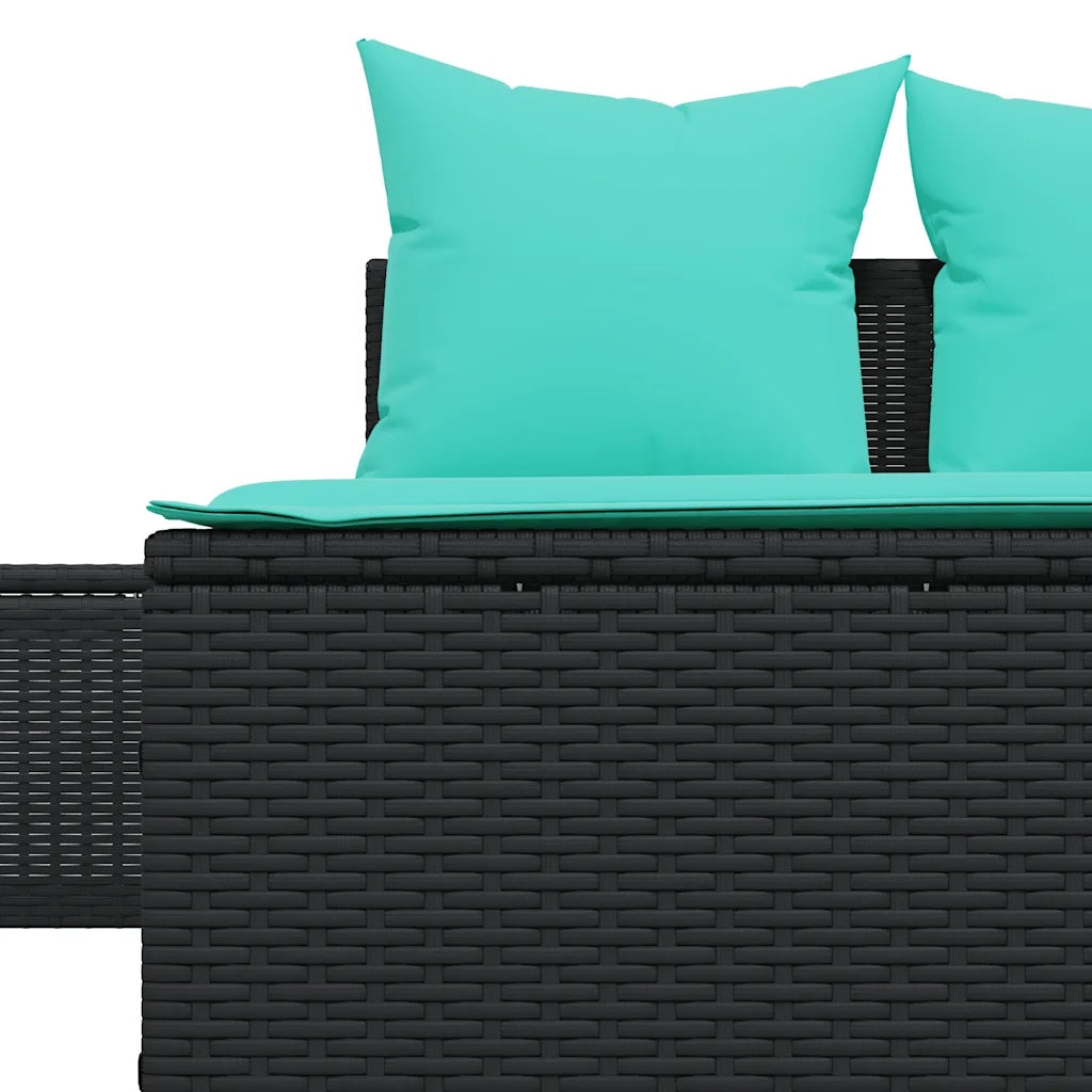 Lettino prendisole doppio con Cuscini in Polyrattan Nero 368397