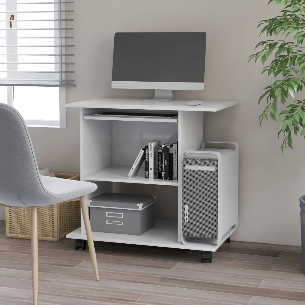 Scrivania ad Angolo Bianca 80x50x75 cm in Legno Multistrato 802894