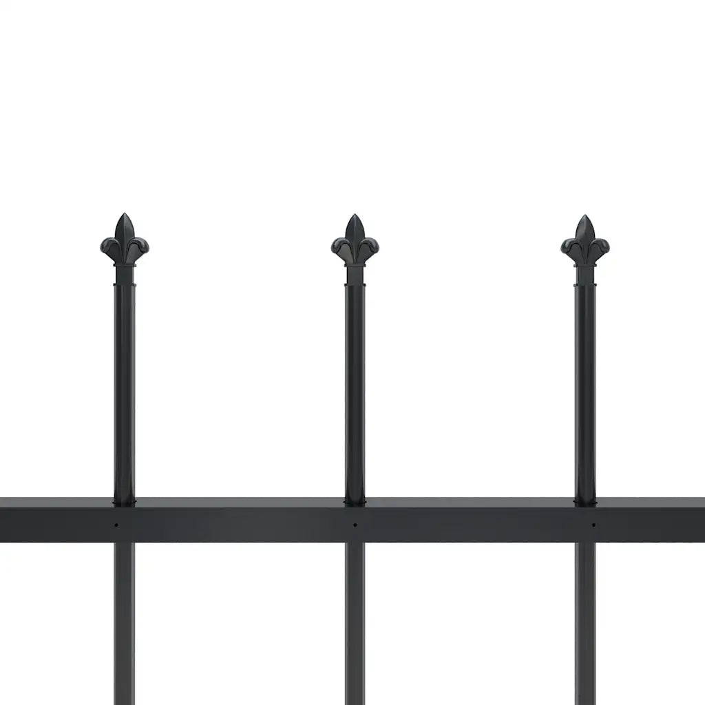 Recinzione da Giardino | Recinzione da cortile con Punta a Lancia in Acciaio 714,5x100 cm Nero