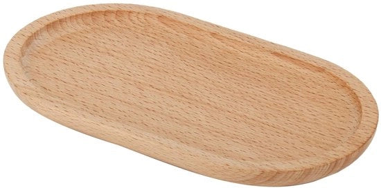 Scudetto in legno ovale - Scudetto decorativo - Scudetto da servizio - Organizzatore - 20 x 11,8 cm - Base antiscivolo - Scudetto da servizio con piatto di servizio