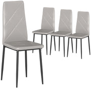 Set 4 Sedie da Pranzo Imbottite ¨C Xylo ¨C Similpelle Grigio Gambe Metallo Schienale Alto 41x50x97cm