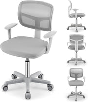 Sedia per Scrivania per Bambini, Sedia per Computer con Altezza Regolabile, Ruote con Freni, Sedile Girevole a Rete, Mobile Ergonomica per Bambini 3-10 Anni (Grigio)