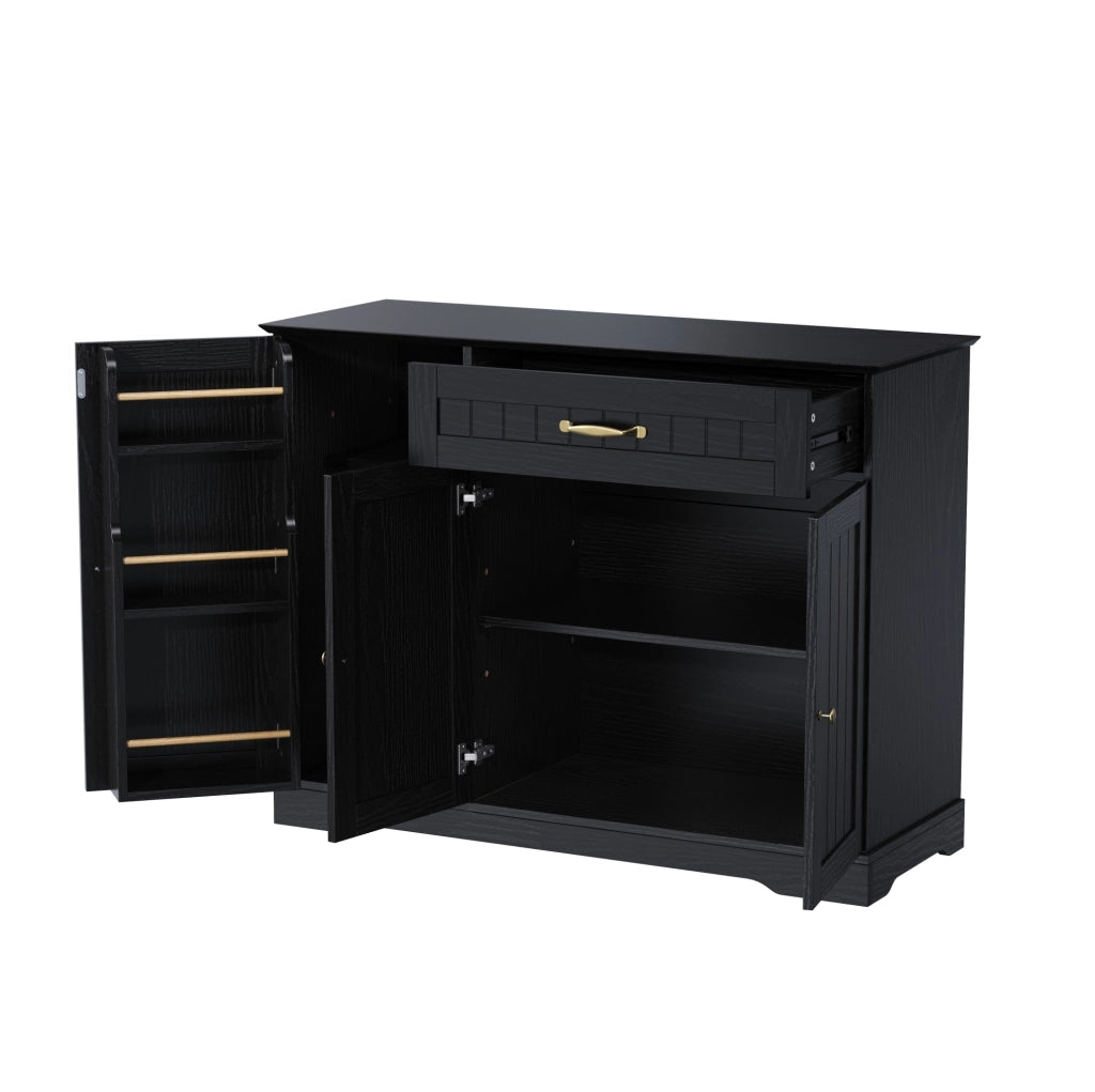 Credenza moderna in MDF nero con 3 ante; 1 cassetto e ripiani regolabili