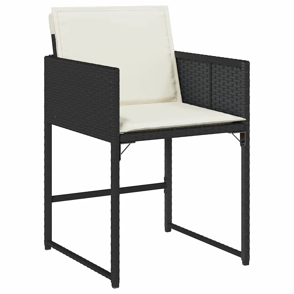 Set da Pranzo per Giardino con cuscino 5 pcs Nero polyrattan